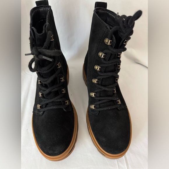Sorel Shoes - Sorel Black Suede Lennox Lace Up Boots Waterproof Combat Boots Size 9